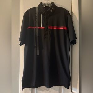 Under Armour Black Polo with Red Chest Stripe